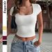 Y2K Basic Tee For Women – Sexy Cropped Short Sleeve T-Shirt, U-Neck Casual Top For Summer, Streetwear & Sweet Style_ecoleips.com