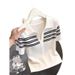 Women's Korean Style Striped T-Shirt White Short Sleeved Half Open Collar Summer 2026 New Design Popular And Youthful Top_ecoleips.com