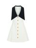 K High-end Slim-fit Evening Gown With A Large Collar, Metal Buttons, Sleeveless Design, Waist-cinching, And Slimming Effect For A Noblewoman's Style_ecoleips.com