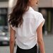 Women's Clothing Summer Side Drawstring Waist Shirt Women's Clothing Tops New Arrival_ecoleips.com