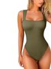 Sexy Ribbed Lace Up Square Neck Sleeveless Vest Jumpsuit Women's Clothing_ecoleips.com