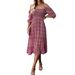 independent Store Women's 2026 Spring-summer Elegant Square-neck Three-quarter Sleeve New Patchwork Long Dress_ecoleips.com