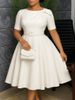 K New Fashionable And Elegant Dress, Round Neck Short Sleeved Dress_ecoleips.com