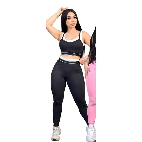 New Brand Logo Fashion Patchwork Women's Sports Vest And Double-Waisted High-Waist Hip-Lifting Pants Set_ecoleips.com