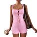 Voya Women's Pink Pure Desire Fashion Set, Slim Fit Vest Shorts Two-piece Set_ecoleips.com