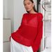K New Hollowed Out Knitted Top For Women's Loose Mesh Sexy Round Neck See Through Thin Sweater_ecoleips.com