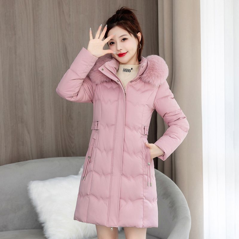 Women’s Plus Size Winter Coat – Korean Style Hooded Jacket, Faux Fur Collar, Drawstring Waist, Warm & Slimming_ecoleips.com