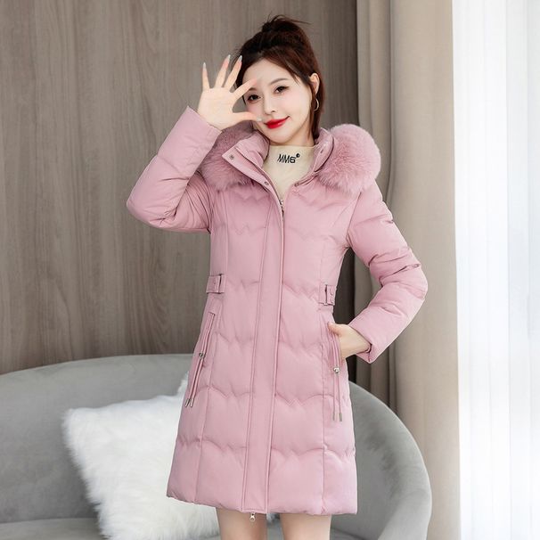 Women’s Plus Size Winter Coat – Korean Style Hooded Jacket, Faux Fur Collar, Drawstring Waist, Warm & Slimming_ecoleips.com
