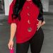 Summer Women's Casual And Fashionable Moon Print Loose T-shirt+shorts Two-piece Sportswear Suitable For Daily Wear-111_ecoleips.com