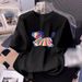 Women's Red Cotton T-Shirt Round Neck Short Sleeve Loose Fit Top New Style Year Of The Horse_ecoleips.com