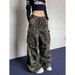 Spring 2027 Fashion American Retro Hip-Hop Cargo Jeans Women Cotton Low Waist Wrinkled Multi Pocket Camouflage Workwear Wide Leg Denim Pants_ecoleips.com