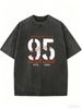 Women's Plus Size Crew Neck T-shirt, Retro 95 Number, Loose Short-sleeved Sporty Casual Top_ecoleips.com