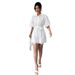 Women's Clothing New Spring And Autumn Women's Clothing Solid Color Embroidery Lapel Short Sleeve With Belt Shirt Dress_ecoleips.com