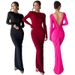 Women's Clothing Long Sleeved Sexy Deep V Neck Pleated Slim Dress Two Way High Waist Long Skirt_ecoleips.com