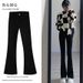 Women's Flared Jeans 2023 New Spring And Autumn High-waisted Slim-fit Black Bootcut Pants For Petite Figures_ecoleips.com