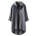 Women's Solid Color Fashion Shirt Casual Style Loose Fit Mid Length Double Pockets Cotton Linen Blend Top_ecoleips.com