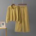 Women's Chunky Knit Sweater Set Autumn Winter Loose Fit Polo Collar Sweater And Wide Leg Pants Two Piece Set Comfortable Angora Blend_ecoleips.com