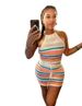 XT8165 Women's New Fashion Sweater Printed Backless Halter Top Bodycon Tight Dress Set_ecoleips.com