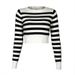 Aria Basics Aria Basics New Vintage Striped Knit T-shirt For Women On Europe And America, Sexy Long-sleeved Cropped With Exposed Midriff,_ecoleips.com