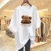 Women's Clothing Pure Cotton Bear Print T Shirt Short Sleeved Loose Versatile Tops_ecoleips.com