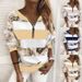 2026 New Eurean And American Women's Clothing Digital Print Zipper V-Neck Loose Casual Sweatshirt Long Sleeve_ecoleips.com