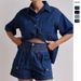 2025 Summer Cross-Border European And American Women's Fashion Casual Retro Loose Shirt Shorts Set Denim Women_ecoleips.com