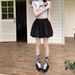 Aria Basics Aria Basics Women's Summer High-waisted Slimming White Shorts With Fashionable Bud Pleats, Black, European And American Style_ecoleips.com