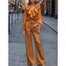 Women's Clothing Elegant Commuter Women's Suit V Neck Long Sleeve Slim Fit Fashion Trouser Set European American Style_ecoleips.com