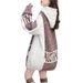 Women's Clothing Fashionable Oversized Hooded Sweater Longline Knit Cardigan Soft Cozy Pullover With Letter Print (Black Letter, Brown Letter)_ecoleips.com