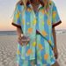 Women's Summer Print Collared Shirt And Shorts Set Short Sleeve Resort Style Clothing Markets_ecoleips.com