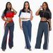 Women's Clothing Denim Stitching Color Stand Up Collar Zipper Top Wide Leg Pants Two Piece Suit For Women_ecoleips.com