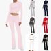 Women's Clothing New Round Neck, Short Style Tight Low Waist Bell Bottom Pants Suit_ecoleips.com
