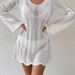 Sexy V-Neck Knit Beach Cover-Up Dress – Lightweight Bikini Wrap Tunic (White, S-Xxxl) Soft & Stretchy_ecoleips.com