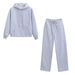 Women's Autumn Hoodie Sweatshirt & Jogger Pants Set - Streetwear Casual Outfit With Drawstring Hood & Pockets - Polyester Pullover & Lounge Pants_ecoleips.com