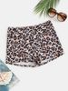 Women Vintage Leopard Print Stretch Lounge Shorts Elastic High Waist Soft Skinny Sleep Shorts Casual Home Nightwear Bottoms_ecoleips.com