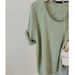 Women's Clothing Beautiful U Neck Shoulder T Shirt Summer Design Knitted Shirt With Short Sleeves Fashionable Green Slim Top_ecoleips.com