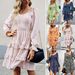 Diyun European And American For Women 2023 Autumn Foreign Trade Vacation Casual Floral V-Neck Long_ecoleips.com