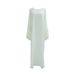 Elegant White Satin Maxi Dress With Lace & Daisy Embroidery - Modest Long Sleeve Abaya For Women (S/M/L/XL)_ecoleips.com