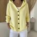 K Button Knit Hooded Sweater Cardigan Jacket New Solid Color Casual Fashion Women's Clothing_ecoleips.com