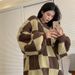 Winter/Summer Oversized Flat-Plaid Sweater With Retro Sophisticated Design Niche Top For Wholesale_ecoleips.com