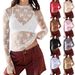 2025 Sheer Lace Top Mesh Multi-color Base Shirt Sexy Hot Girl Trendy T-shirt_ecoleips.com