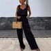 Women's Clothing spring and summer new suspender sleeveless pocket jumpsuit INS casual loose_ecoleips.com