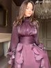 Women's Round Neck Long Sleeve Dress Waist Defining Ruffles Fashionable_ecoleips.com