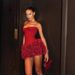Women’s Clothing spring and summer new sexy tube top strap heavy three dimensional flower bud short skirt suit dress skirt party_ecoleips.com