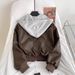 Women's Korean-Inspired Hooded Faux Leather Jacket Asymmetrical Two-Tone Design Fashion Outerwear for Fall Winter Stylish Layered Look_ecoleips.com