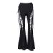 Women's Clothing Hollow Strap Flared Pants Y2k Sexy Punk Gothic Dark Street High Waist Casual Pants Long Pants Women_ecoleips.com