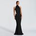 Women's Summer Slim Fit Sleeveless Long Dress J26DS007 European American Style Casual Solid Color Backless Pleated Halter Neck_ecoleips.com
