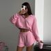 Women's Loose Fitting Two Piece Set Hooded Zipper Short Sweatshirt And Shorts Autumn Winter Casual Comfortable Fashion Clothing_ecoleips.com