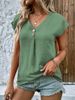 Women's Clothing Solid Color Twist Button Fashion Short Sleeve T-Shirt_ecoleips.com