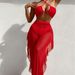 Women's Clothing New Solid Color Sexy Flying Trousers Cross Gathered Three Piece Swimsuit_ecoleips.com
